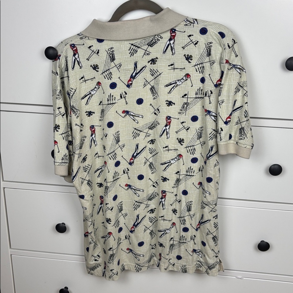 Vintage Slammer by Munsingwear Cream Golf Pattern Polo Shirt - Size M - Picture 8 of 8